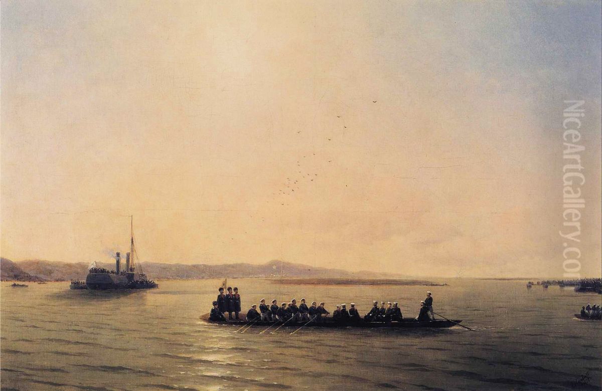 Alexander II Crossing the Danube Oil Painting by Ivan Aivazovsky