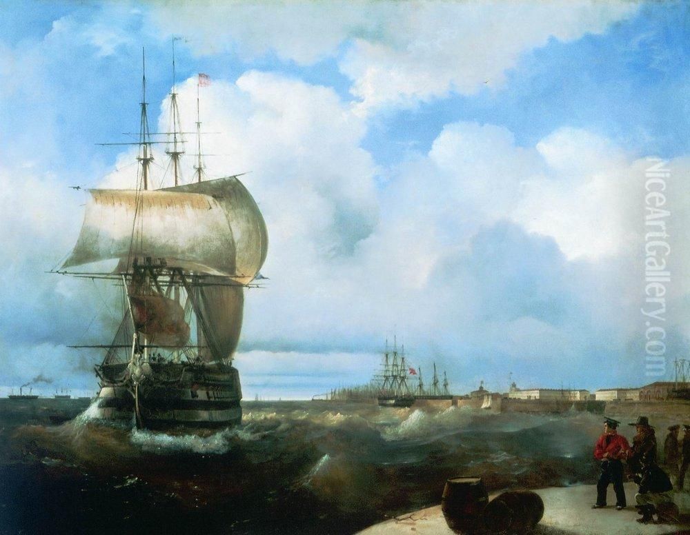 Large raid in Kronstadt Oil Painting by Ivan Aivazovsky