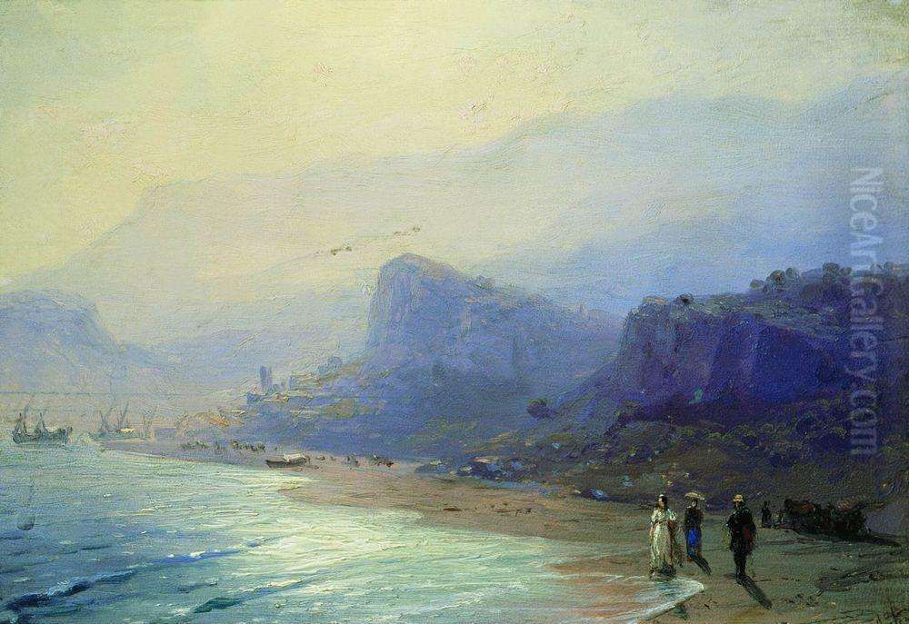 Pushkin and Raevskaya in Gurzuf Oil Painting by Ivan Aivazovsky