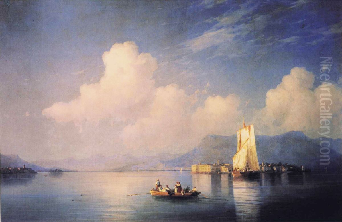 Italian Landscape (Lago Maggiore), Evening Oil Painting by Ivan Aivazovsky