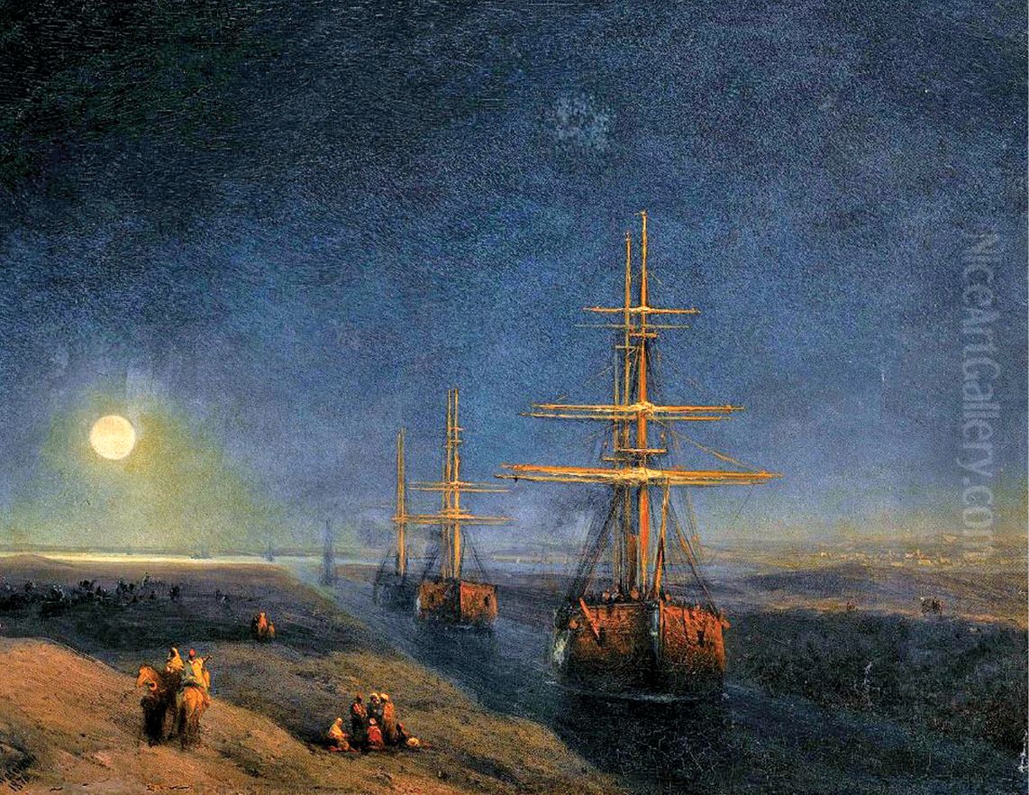 Suez Canal Oil Painting by Ivan Aivazovsky