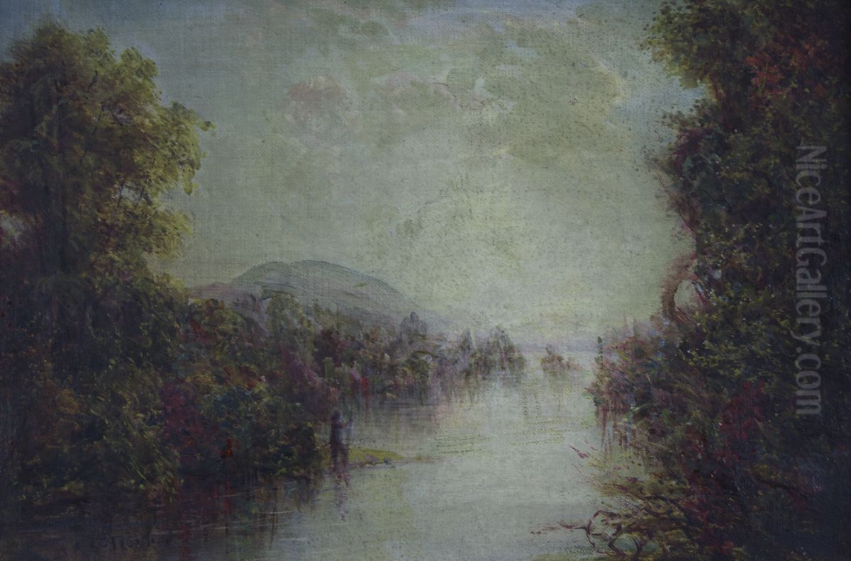 River and Woods. Oil Painting by Vanderbilt Museum of Art