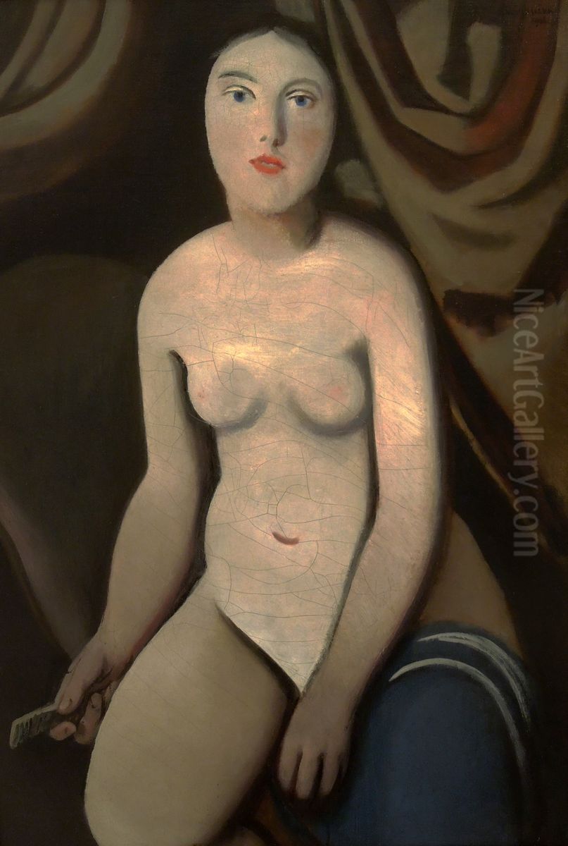 In the Front of the Mirror Oil Painting by Rudolf Kremlicka