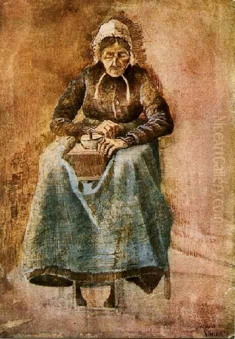 Woman Grinding Coffee Oil Painting by Vincent Van Gogh