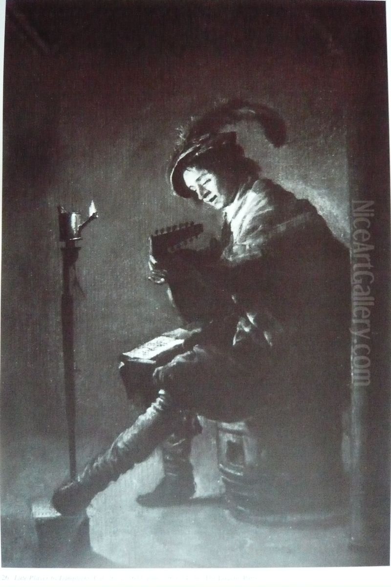 Lute Player by Lamplight Oil Painting by Judith Leyster