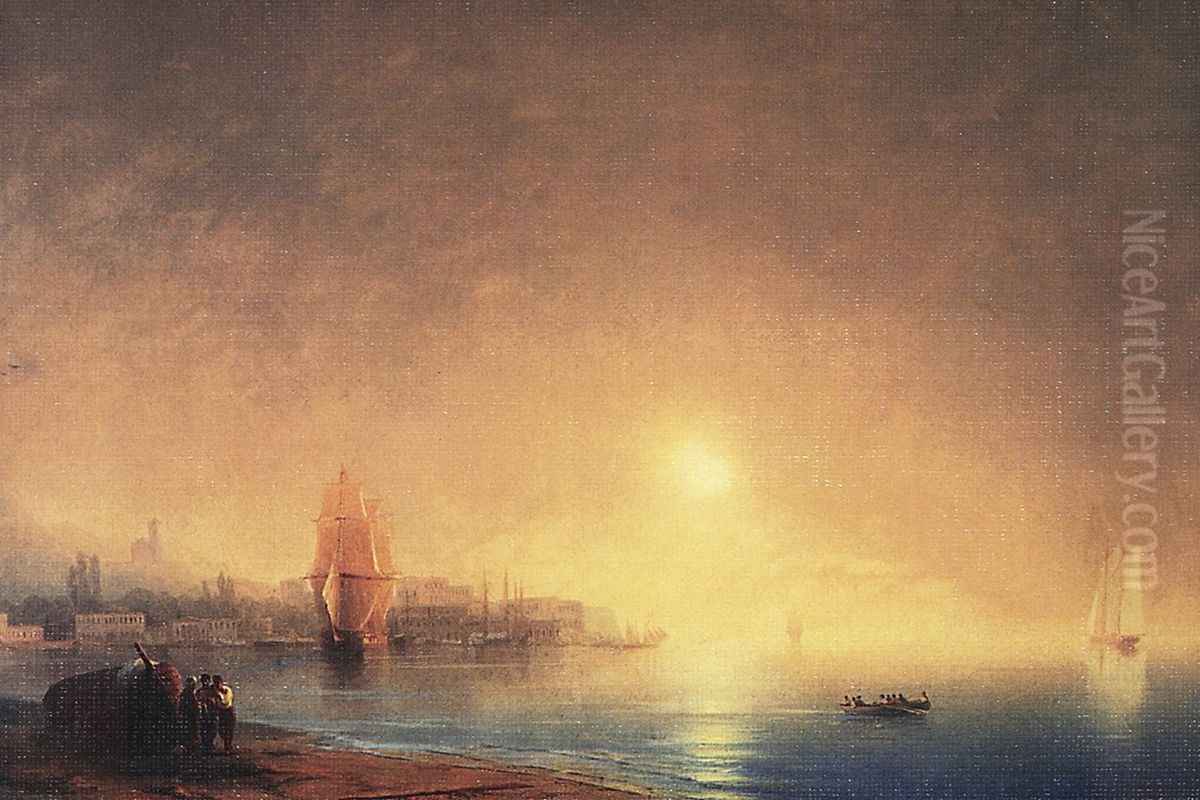 Morning on the shore of the bay Oil Painting by Ivan Aivazovsky