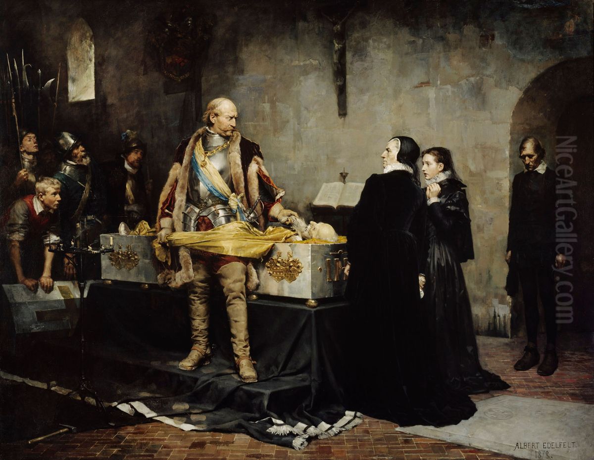 Duke KarlInsulting the Corpse ofKlaus Fleming Oil Painting by Albert Edelfelt