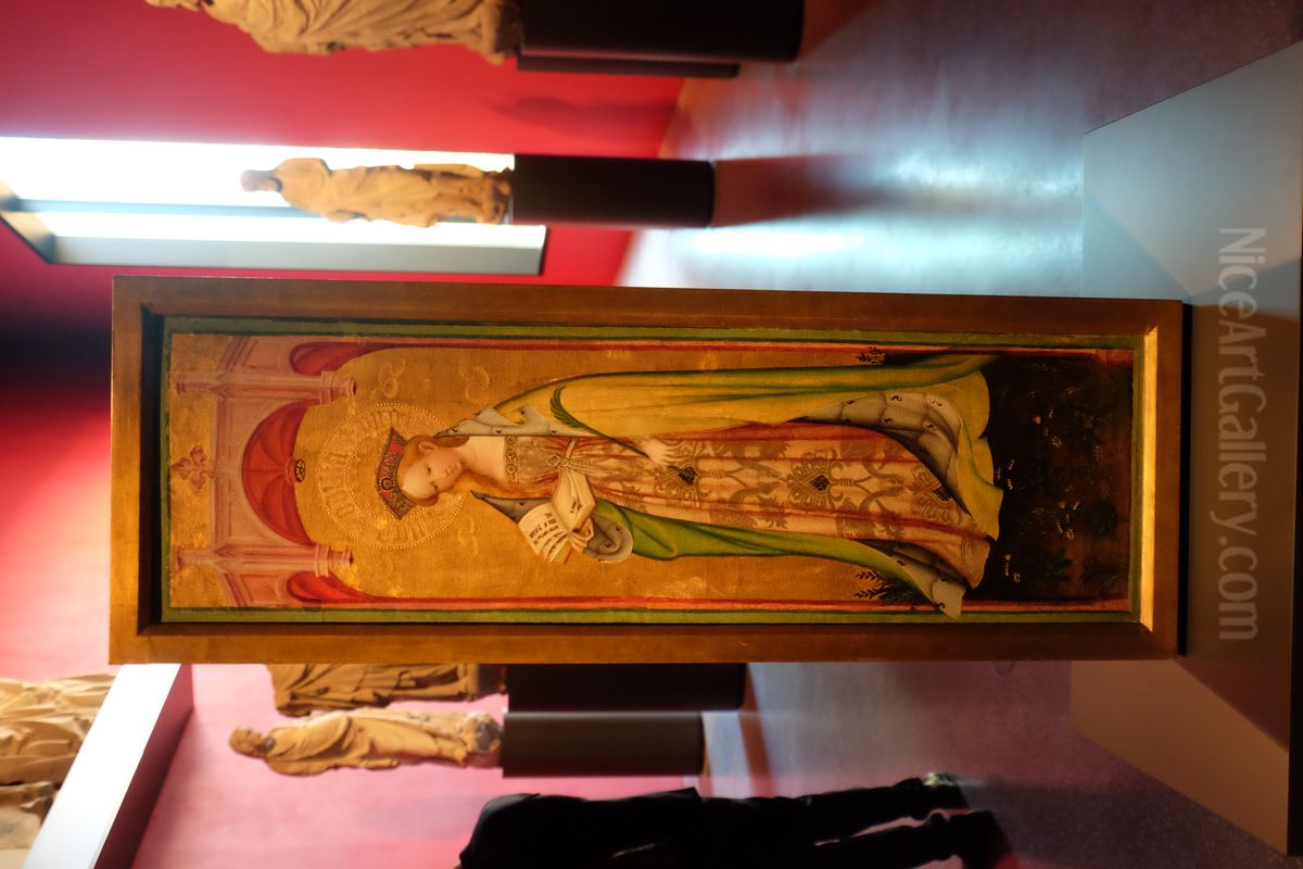 St Odilia from St Walburgis Church in Soest, wing of a tabernacle Oil Painting by Conrad von Soest