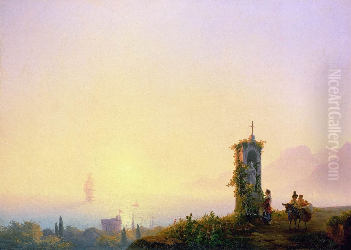 <<Casovna na beregu mora>> Oil Painting by Ivan Aivazovsky