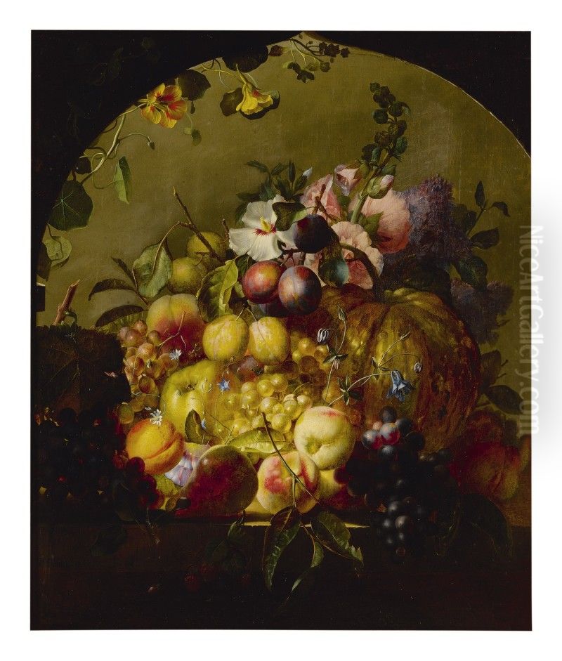 Still Life with Fruit and Flowers Oil Painting by Jean-Baptiste Robie