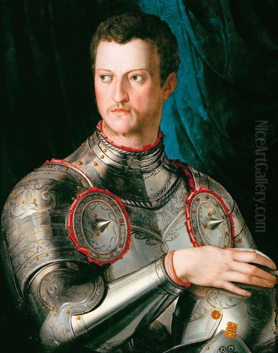 Portrait of Cosimo I de' Medici in armour Oil Painting by Bronzino