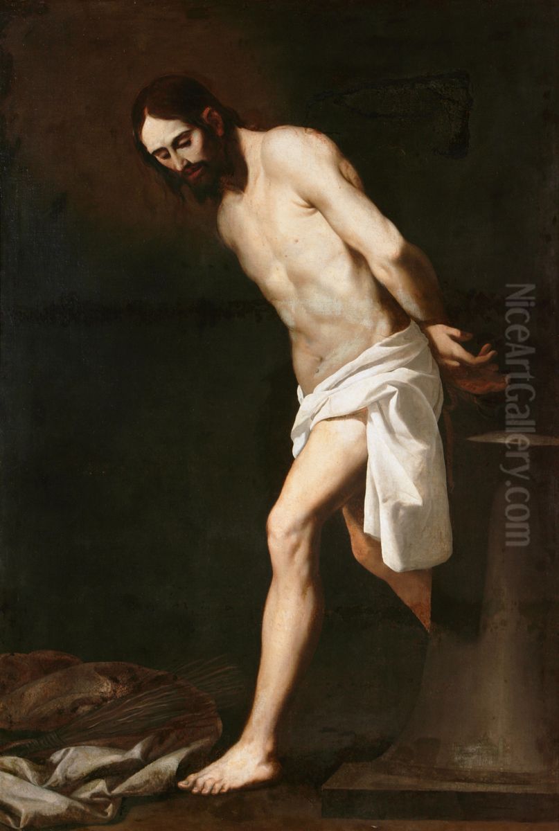 Christ at the Column. Oil Painting by Francisco De Zurbaran