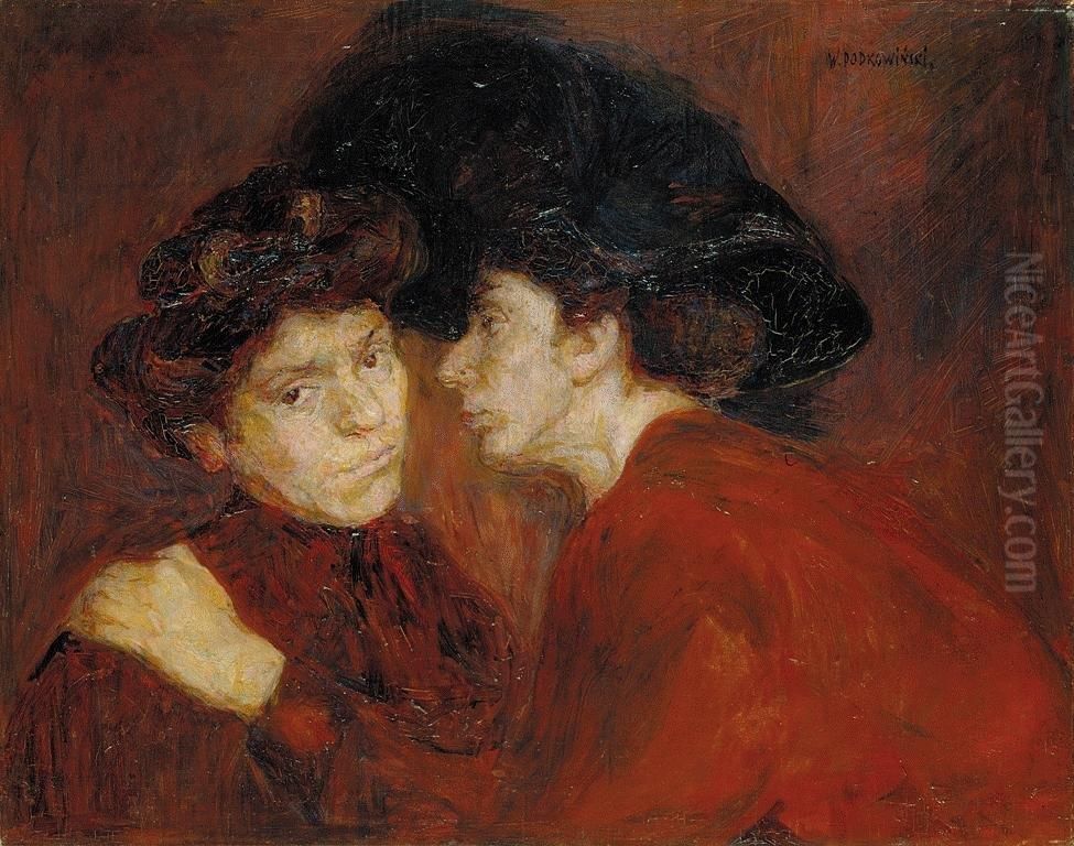 Rozmowa (Zwierzenia) Oil Painting by Wladyslaw Podkowinski