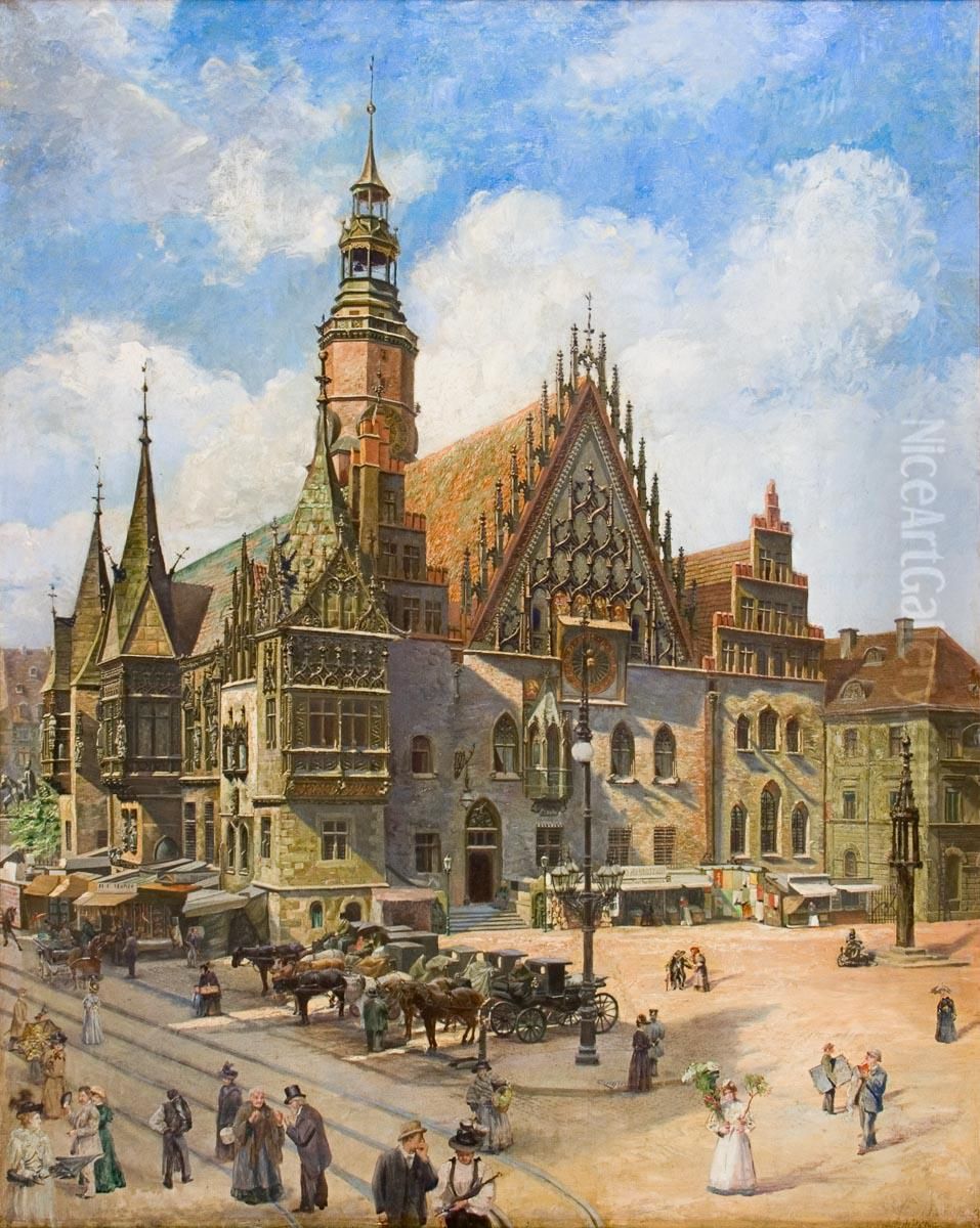Breslauer Rathaus. Oil Painting by Grete Waldau