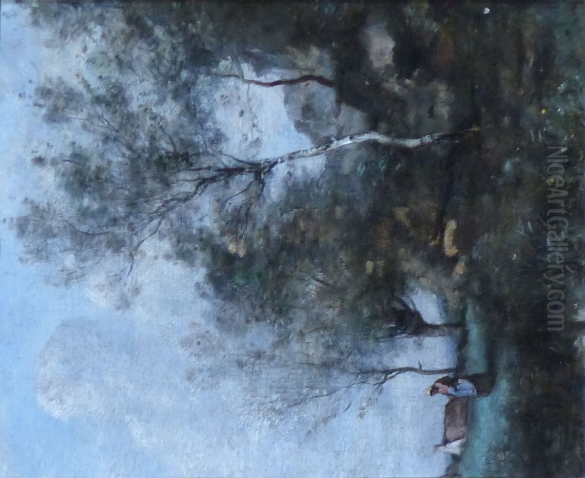 The Birch Oil Painting by Jean-Baptiste Camille Corot