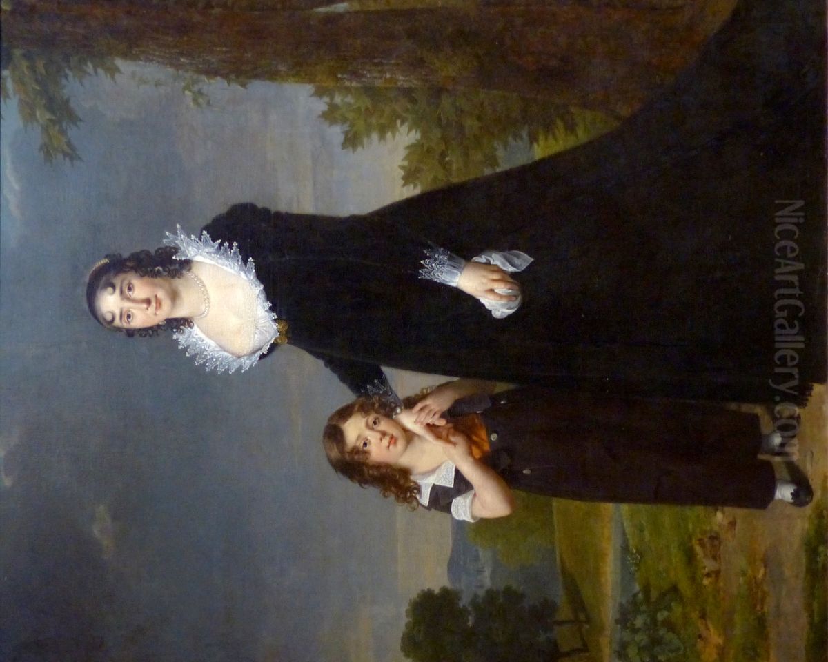 A Mother and her Son Oil Painting by Robert Lefevre