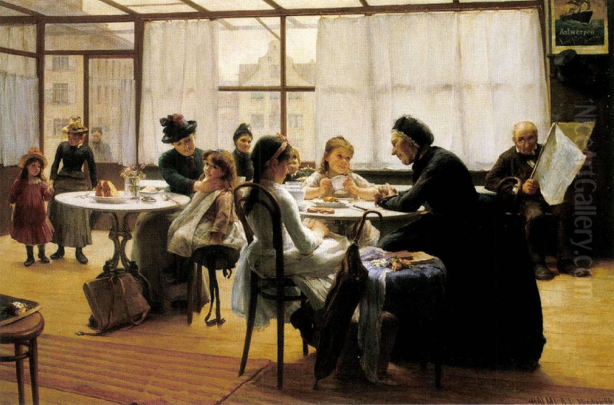 After the Examination Oil Painting by Artur Lajos Halmi