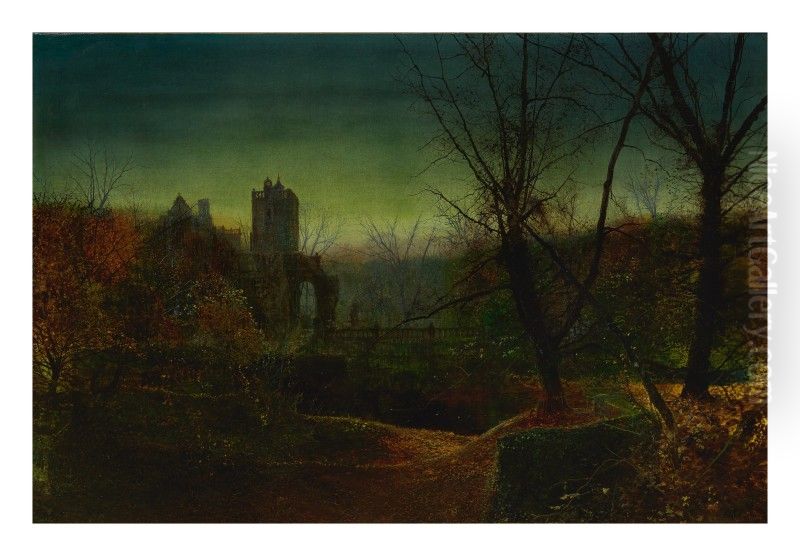 KNOSTROP OLD HALL AT DUSK Oil Painting by unknown