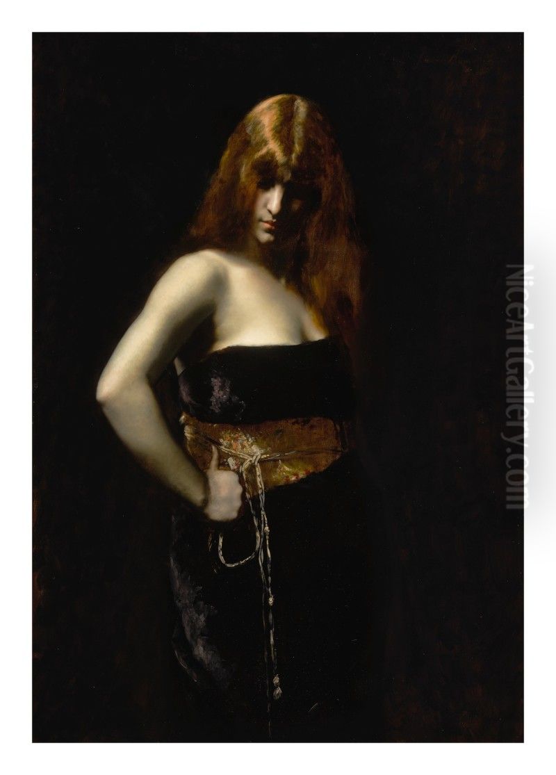 PORTRAIT OF A WOMAN WITH RED HAIR Oil Painting by unknown