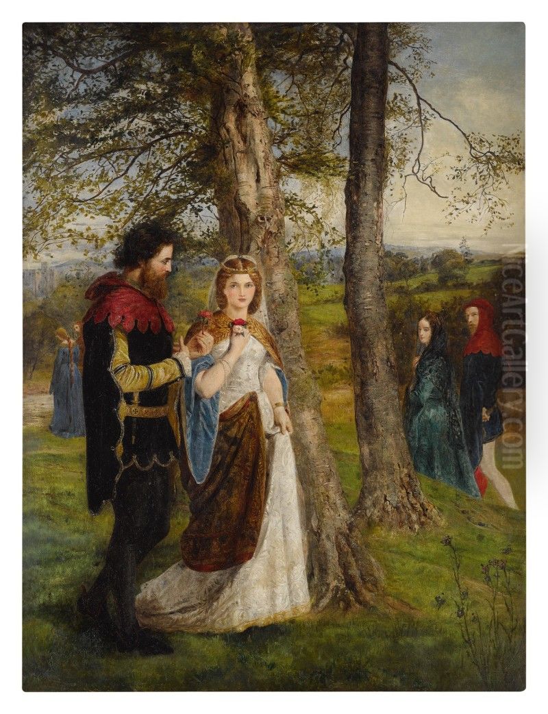 SIR LAUNCELOT AND QUEEN GUINEVERE Oil Painting by unknown