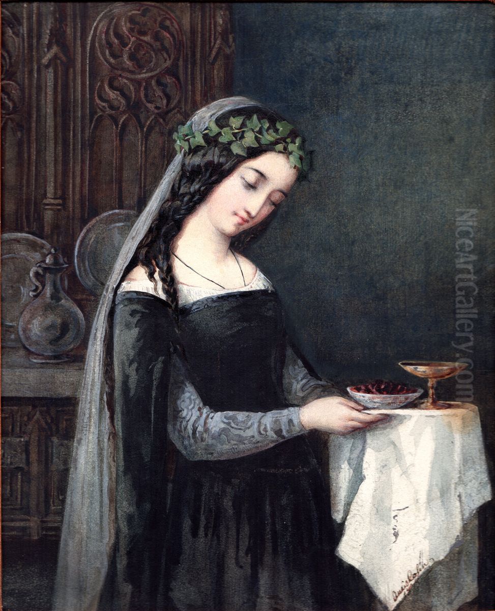 Laure de Sade tenant un plateau Oil Painting by Adele-Anais Toudouze