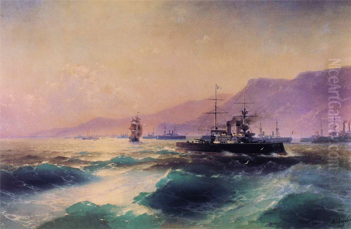 Gunboat off Crete Oil Painting by Ivan Aivazovsky
