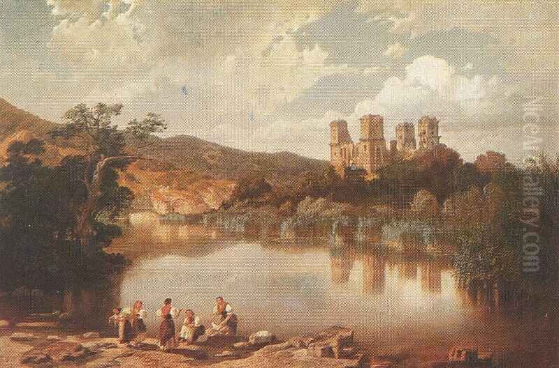 Ruins of theCastle of Diosgyor Oil Painting by Karoly Telepy