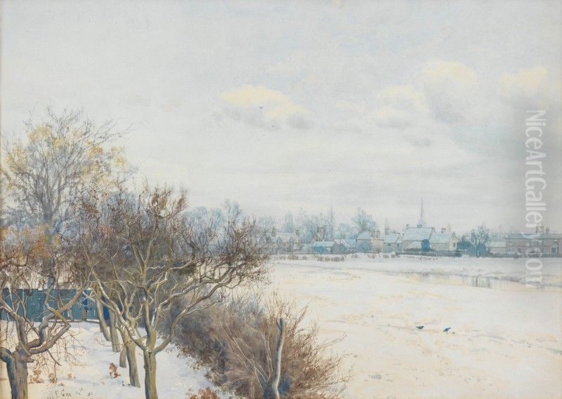 WINTER IN THE OUSE VALLEY Oil Painting by William Fraser Garden