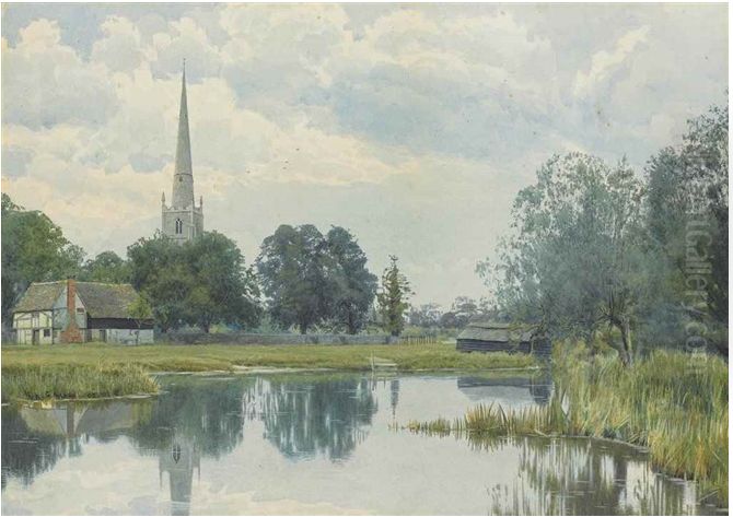 On the banks of the Ouse, St Ives, Huntingdon , 1902 Oil Painting by William Fraser Garden