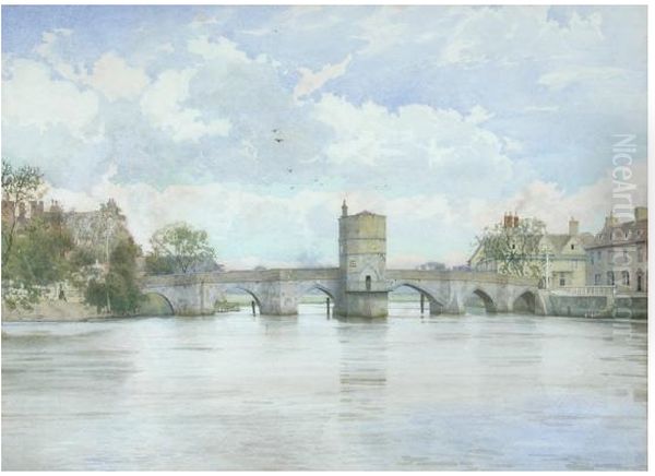 St Ives Bridge, Huntingdon , 1913 Oil Painting by William Fraser Garden