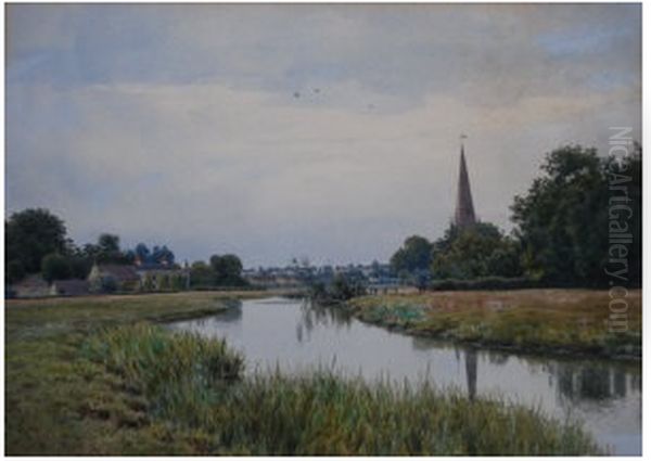 Village by the Ouse , 1891 Oil Painting by William Fraser Garden