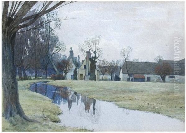 Brittens Farm, on the Ouse, Hemingford Grey , 1897 Oil Painting by William Fraser Garden