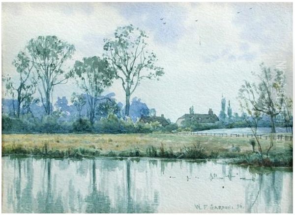Thatched cottages on the Ouse , 1896 Oil Painting by William Fraser Garden