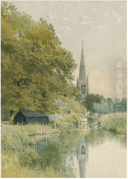 The parish church at St. Ives , 1908 Oil Painting by William Fraser Garden