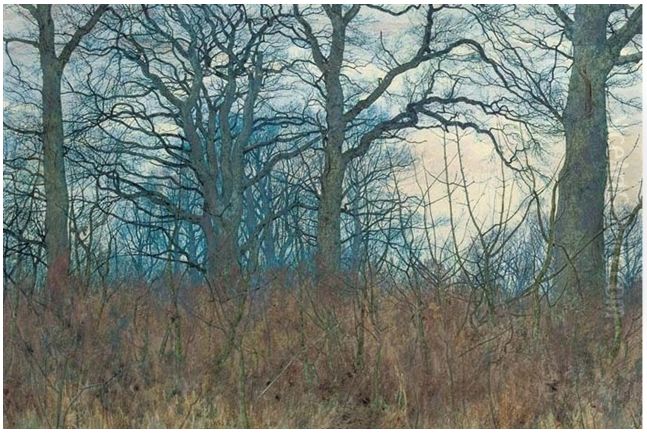 Woodland scene at twilight , 1885 Oil Painting by William Fraser Garden