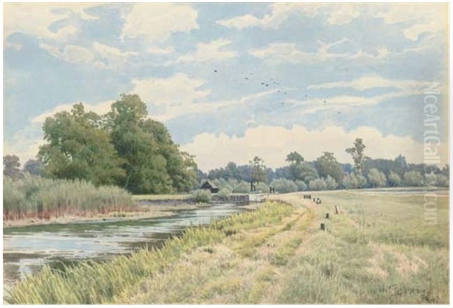 On the river Ouse, Hemingford Grey , 1904 Oil Painting by William Fraser Garden
