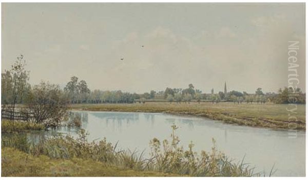 A peaceful stretch of the river , 1894 Oil Painting by William Fraser Garden