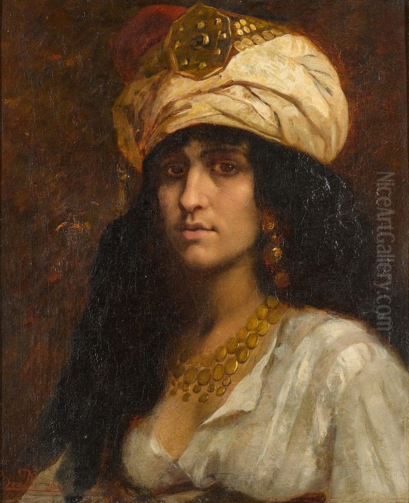 UNE BELLE ORIENTALE Oil Painting by Emmanuel De Dieudonne