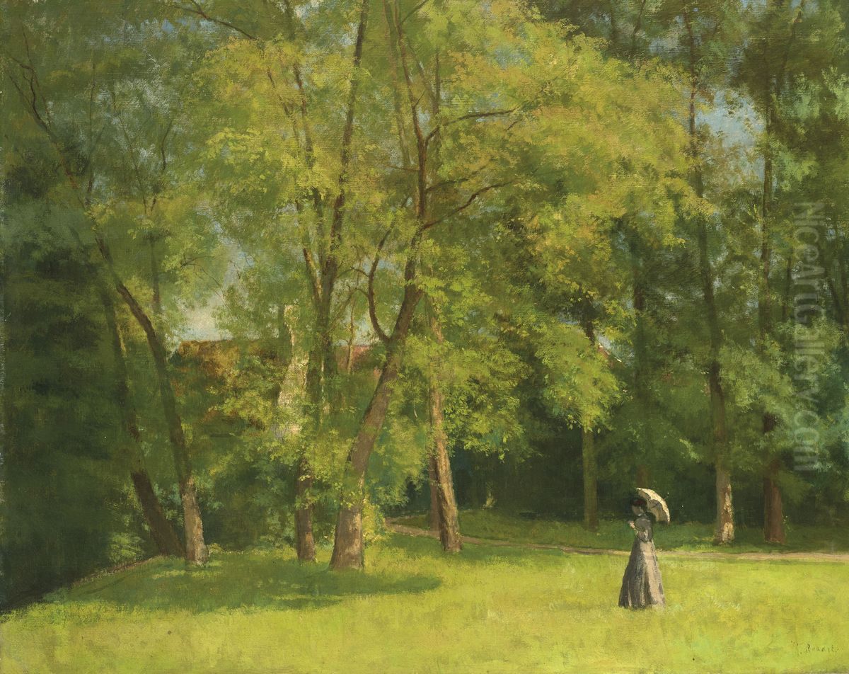 Elegante au parc Oil Painting by unknown