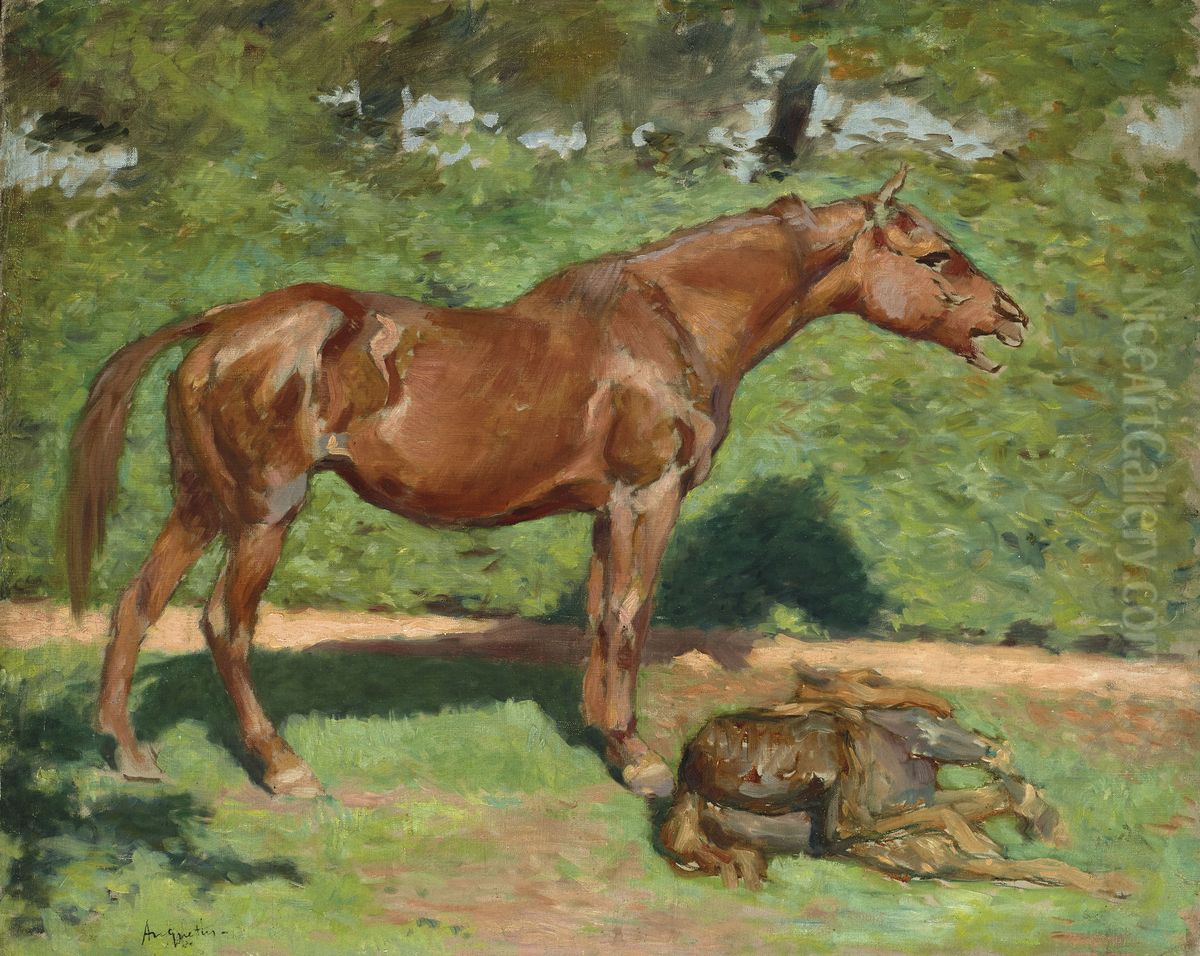 Jument et son poulain Oil Painting by unknown