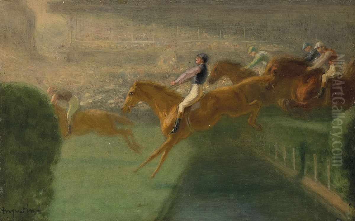 Saut d'obstacle Oil Painting by unknown