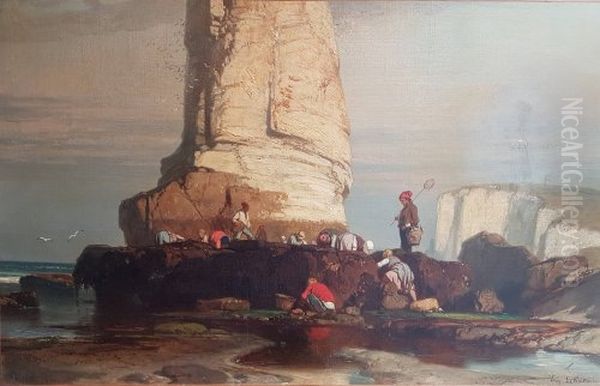 Pecheurs a Etretat Oil Painting by Eugene Le Poittevin