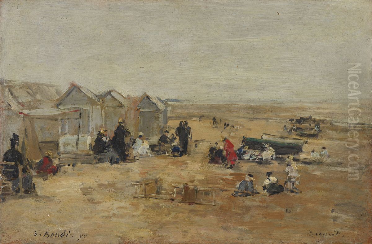 Deauville, Scene de plage Oil Painting by unknown