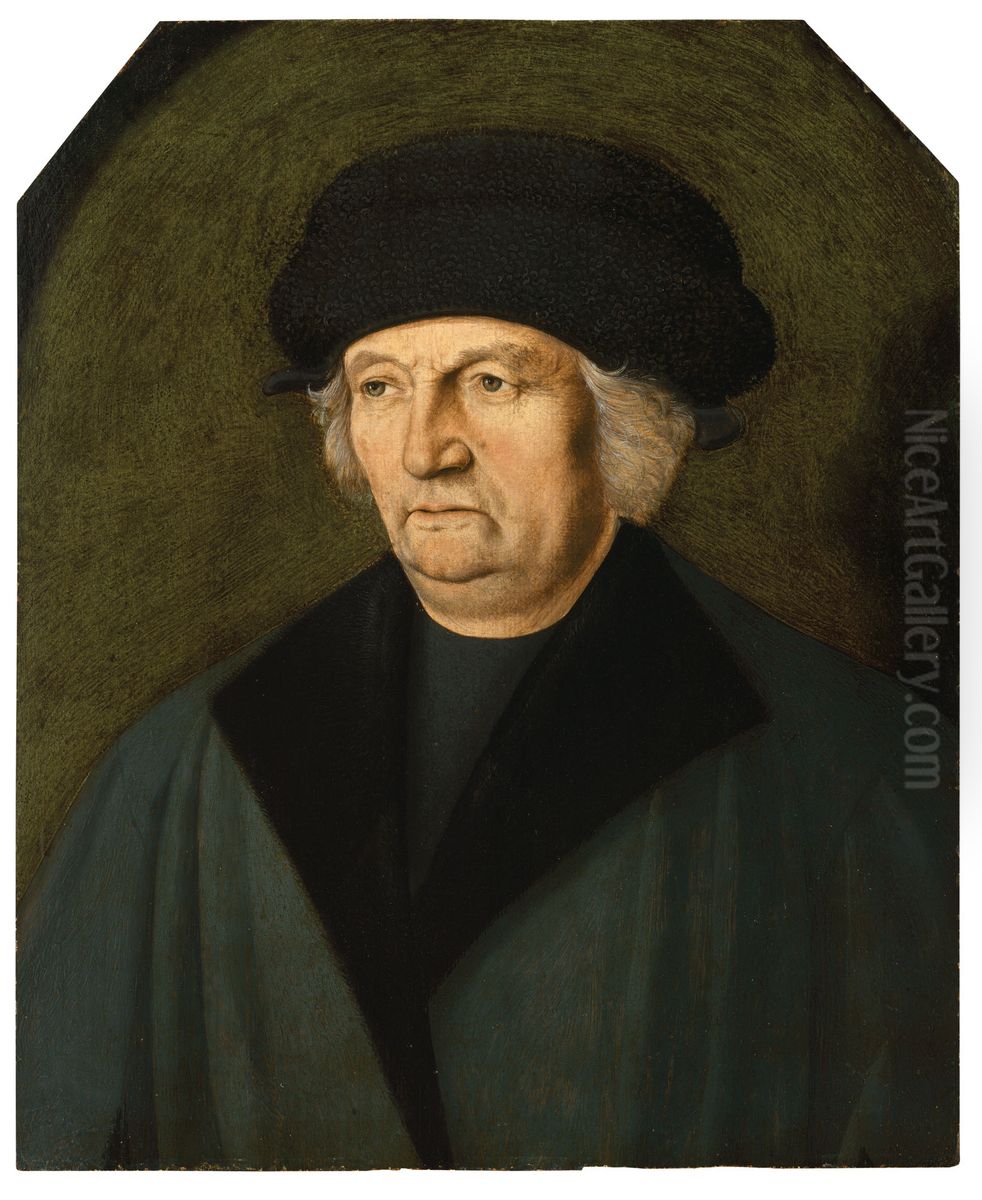 Portrait of an old man, bust-length, in a black cloak and cap Oil Painting by unknown