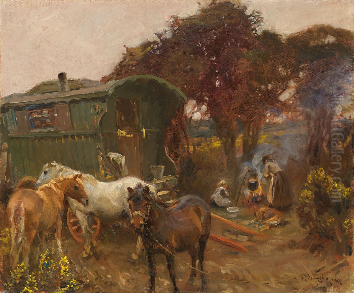 Gypsy Caravan at Ringland Hills Oil Painting by unknown