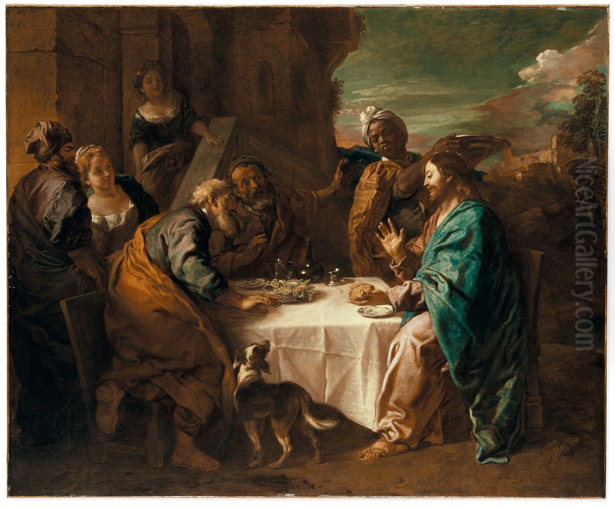 Le Christ et les pelerins d'Emmaus Oil Painting by unknown