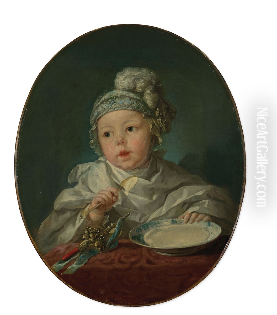 Le duc de Montpensier enfant prenant sa bouillie Oil Painting by unknown