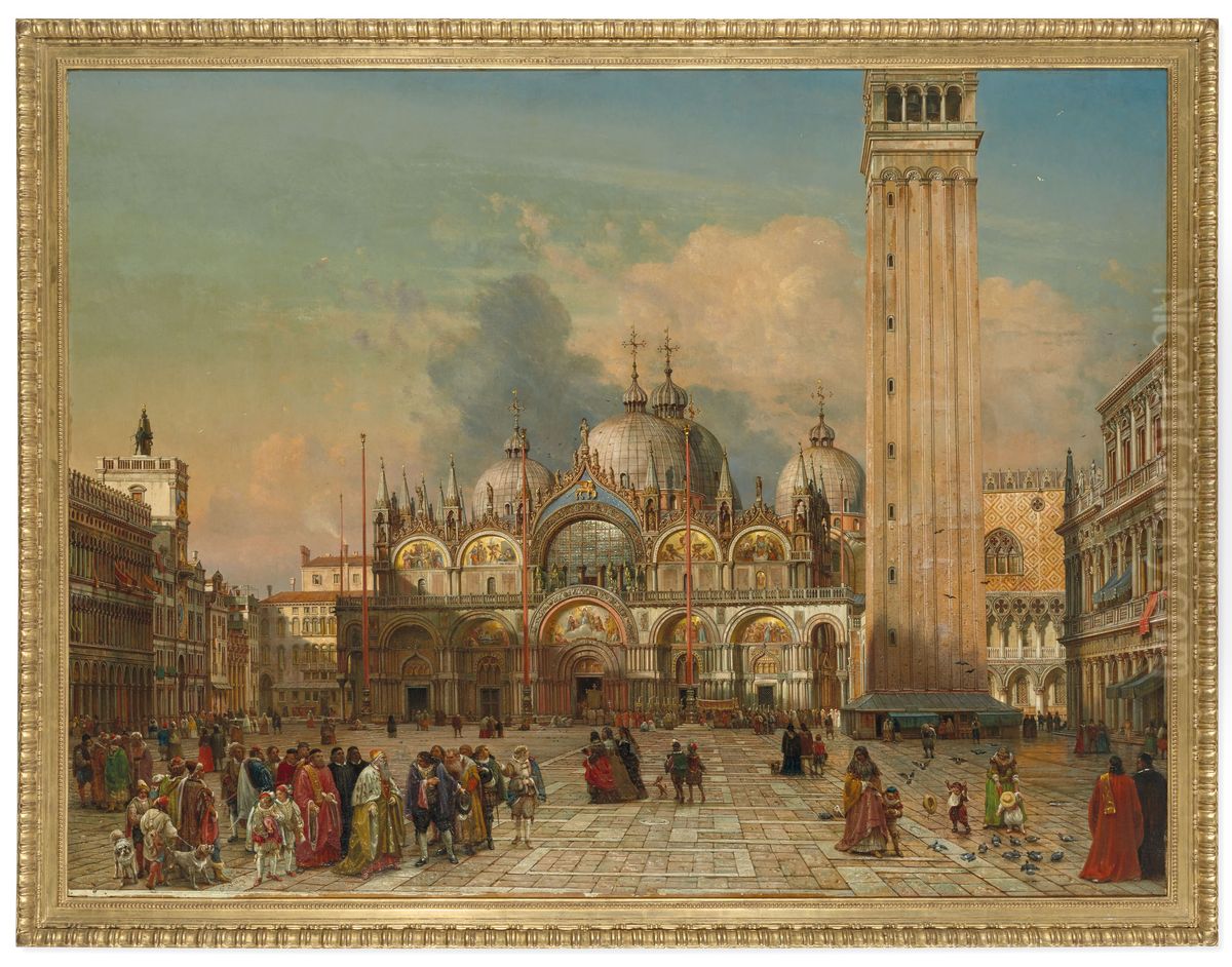 La place Saint-Marc a Venise Oil Painting by Friedrich Nerly