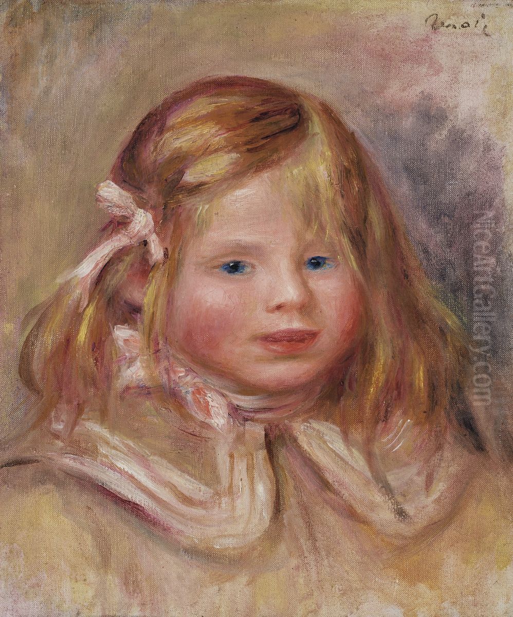 Coco au ruban rose Oil Painting by Pierre Auguste Renoir