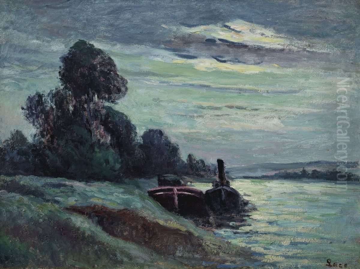 Peniches sur la Seine Oil Painting by unknown